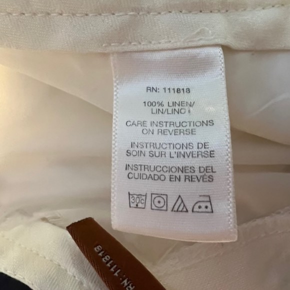 Michael Kors Womens White 100% Linen Straight Leg Trouser Pants Size 31/32 - Picture 7 of 10